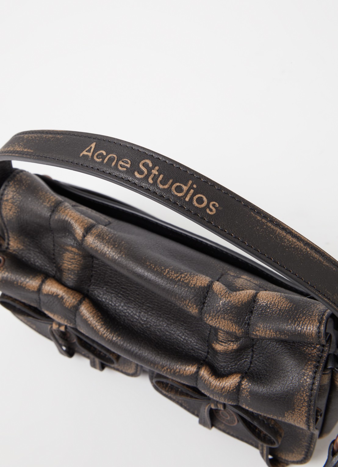 Acne Studios Handtas van kalfsleer met afneembare schouderriem - detail 4 donkerbruin