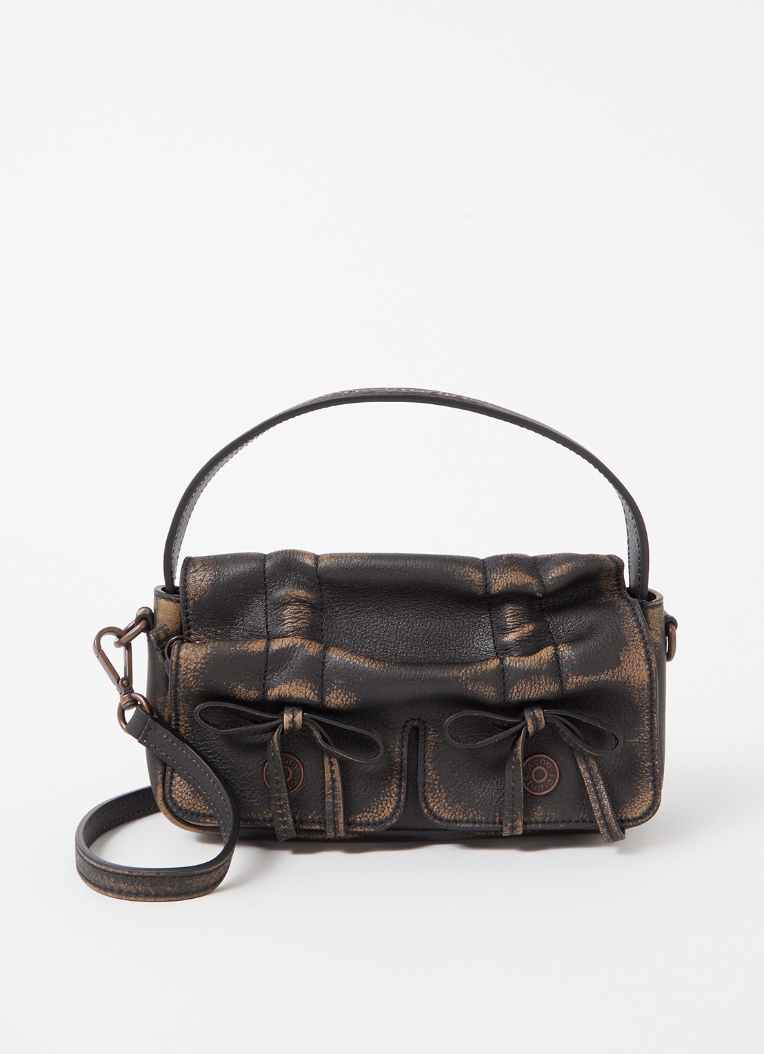 Acne Studios Handtas van kalfsleer met afneembare schouderriem - voorkant 5 donkerbruin
