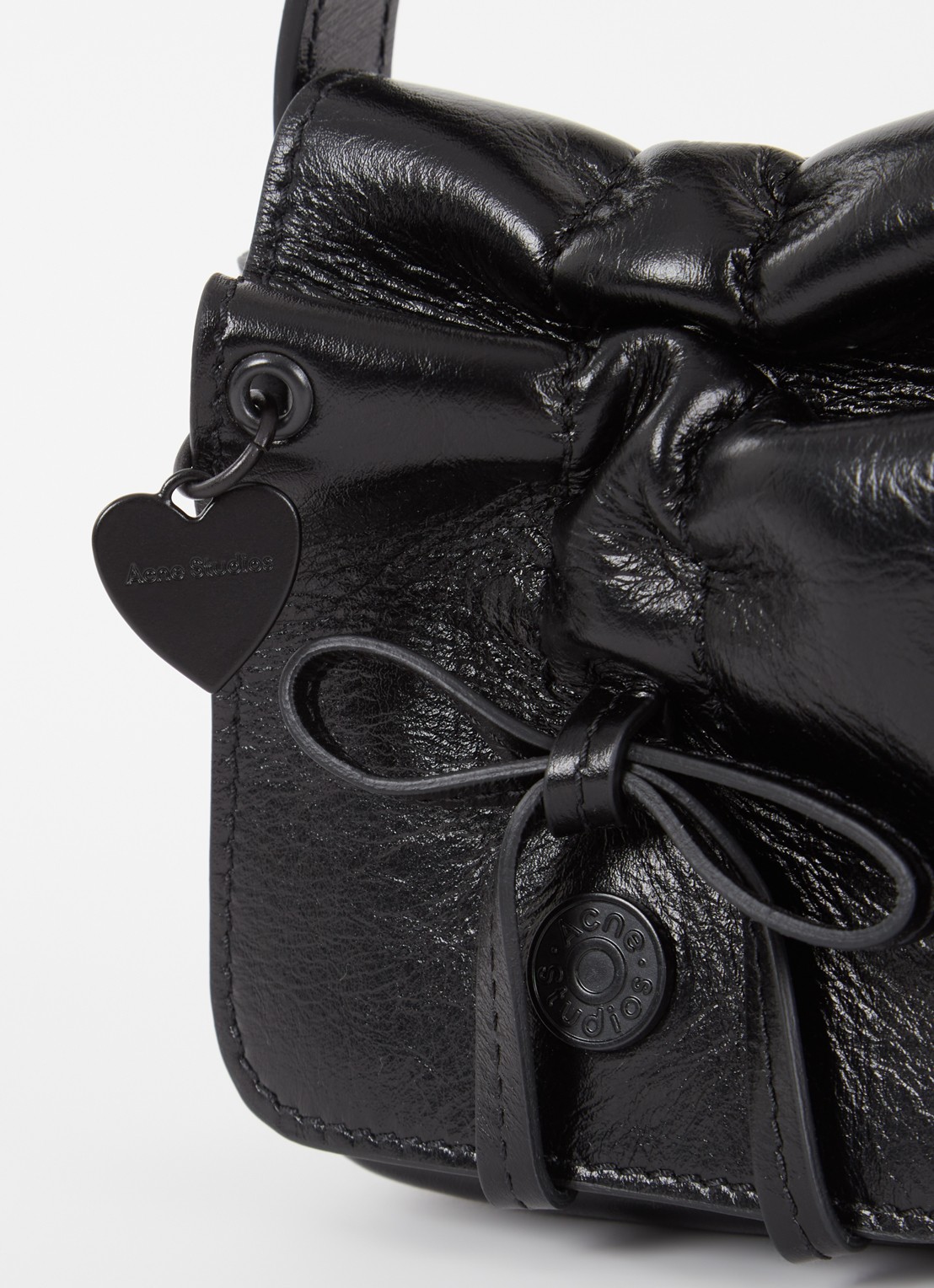 Acne Studios Handtas van kalfsleer met strikdetail - detail 7 zwart