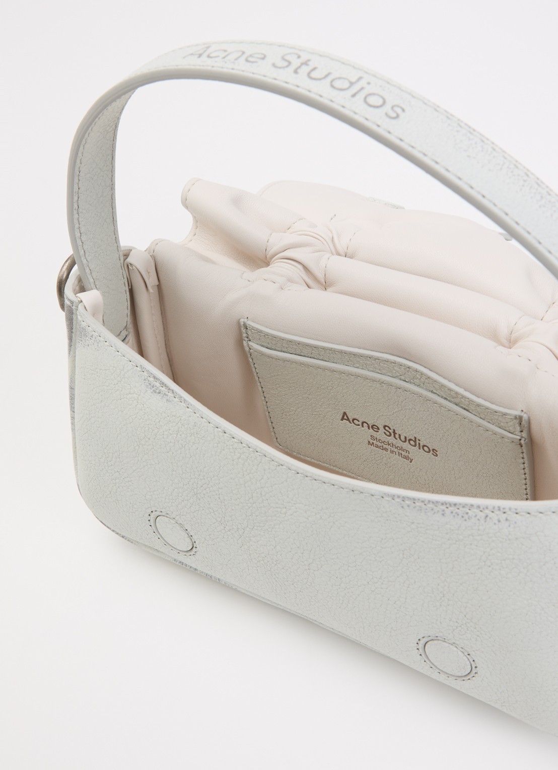Acne Studios Handtas van leer met afneembare schouderriem - detail 5 gebroken wit