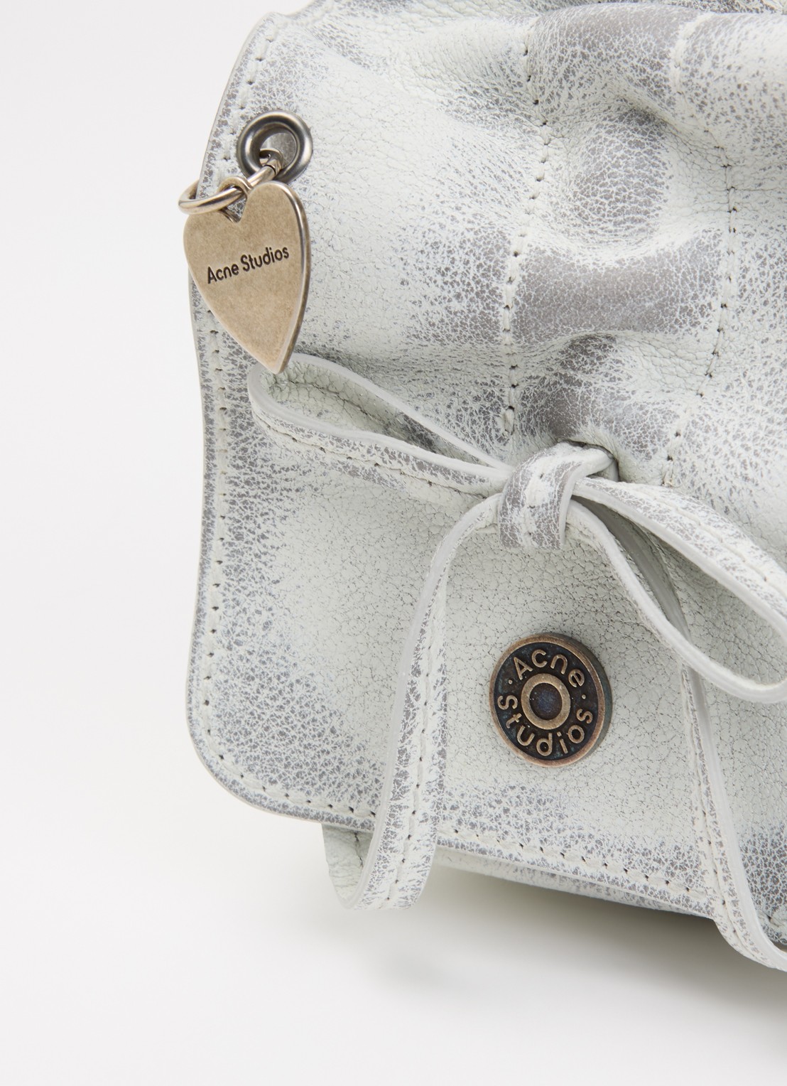 Acne Studios Handtas van leer met afneembare schouderriem - detail 7 gebroken wit