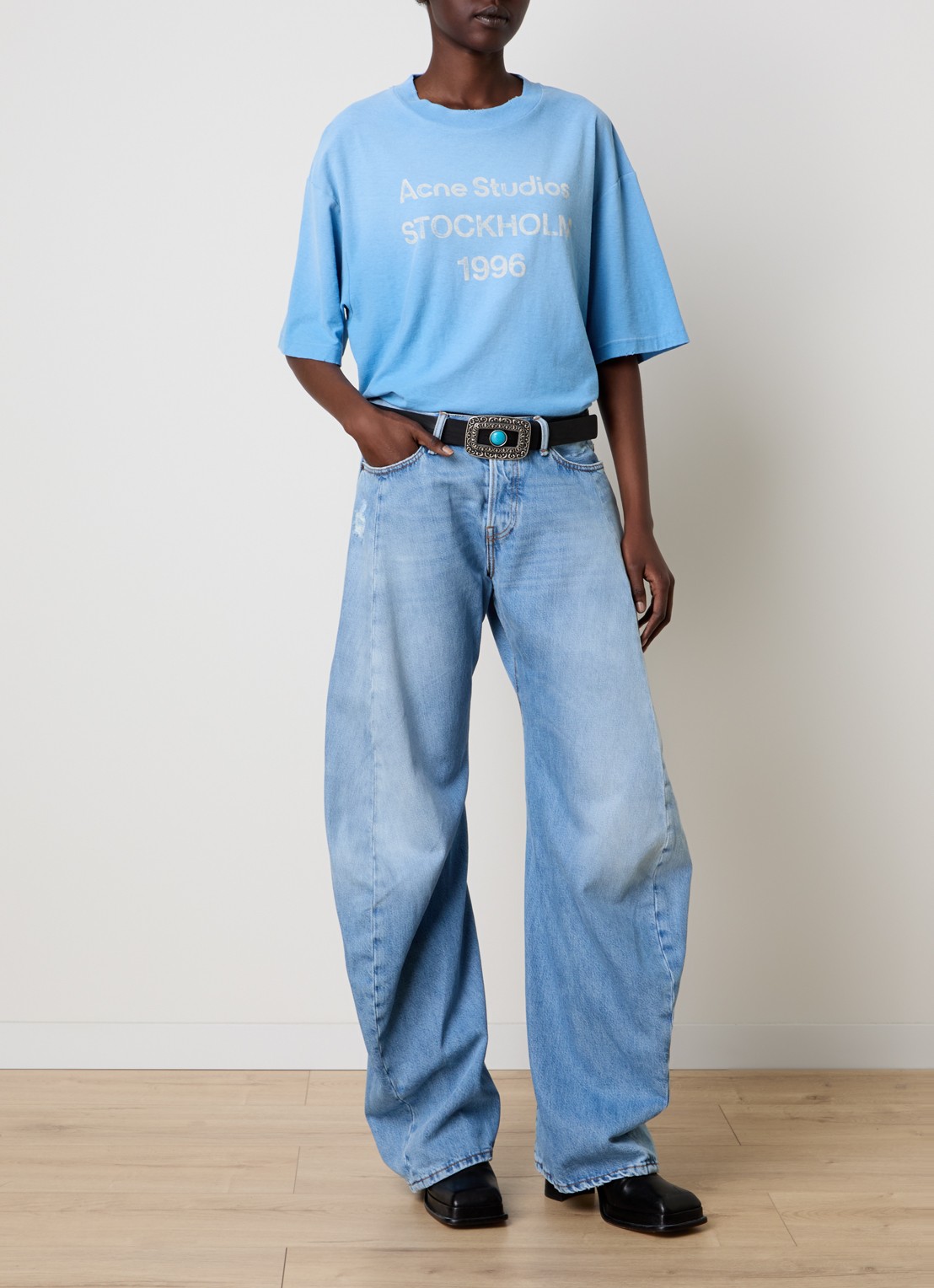 Acne Studios High waist balloon fit jeans met lichte wassing - voorkant 5 indigo