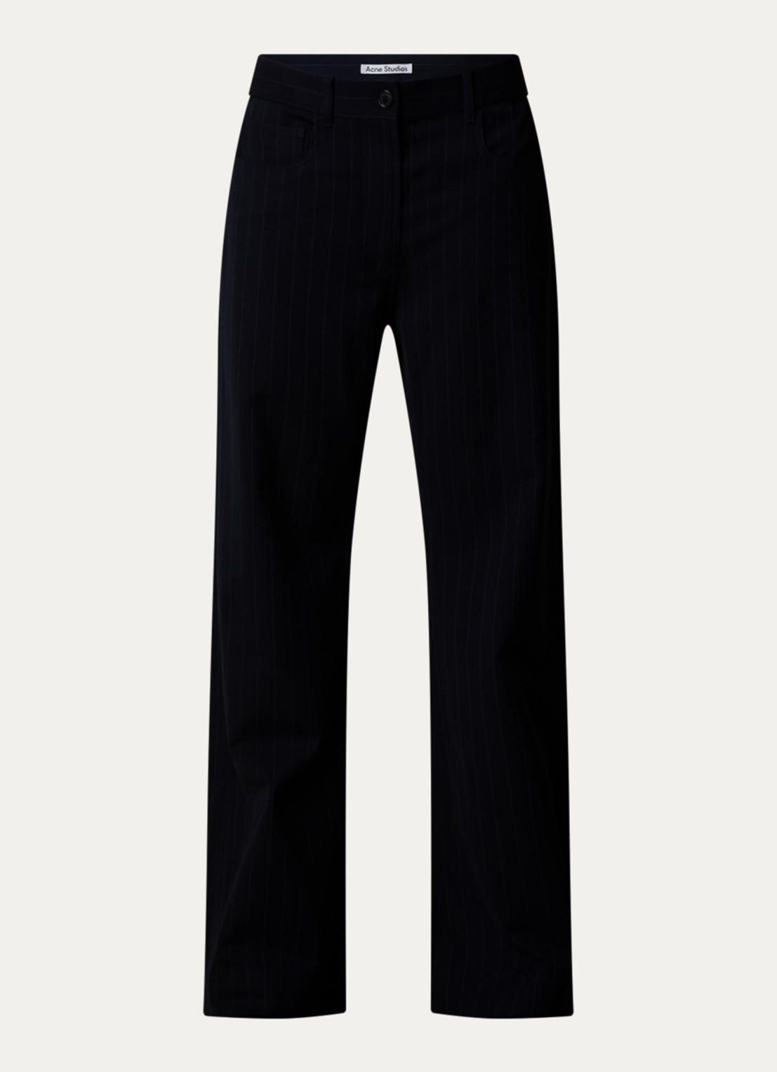 Acne Studios High waist flared fit pantalon met streepprint - voorkant 4 donkerblauw