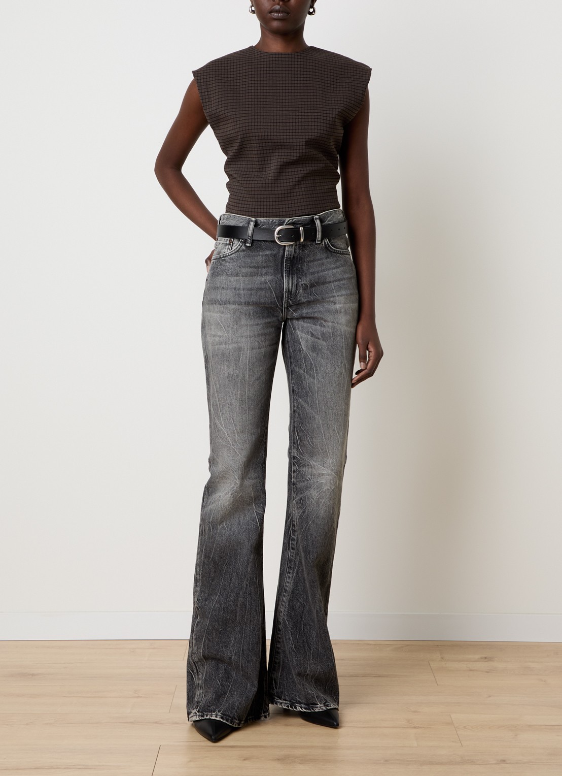Acne Studios High waist flared jeans met gekleurde wassing - voorkant 6 grijs