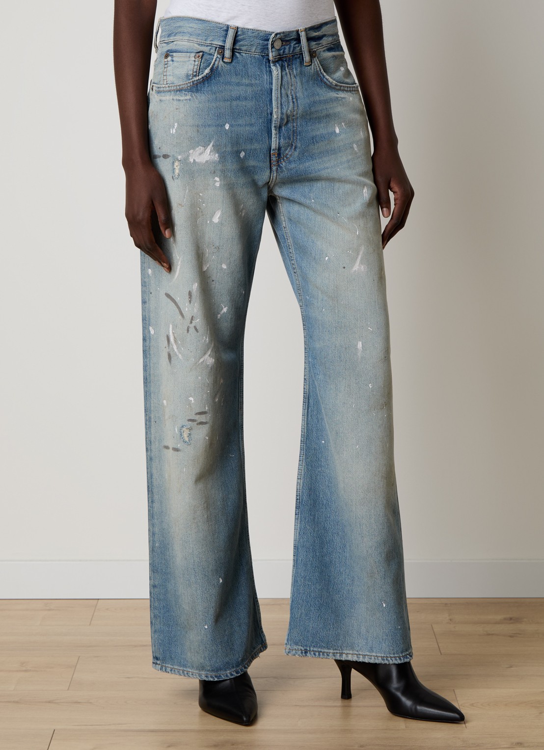 Acne Studios High waist flared jeans met lichte wassing - detail 4 indigo