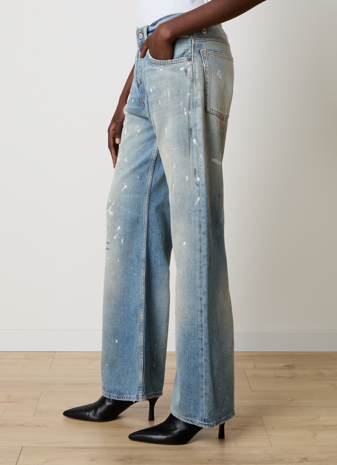 Acne Studios High waist flared jeans met lichte wassing - detail 5 indigo