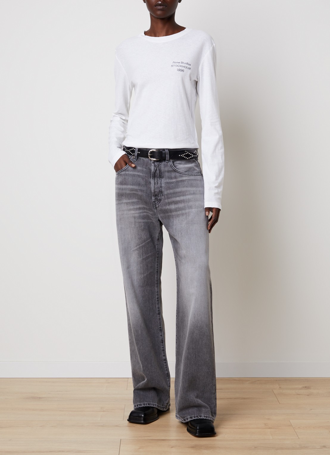 Acne Studios High waist loose fit jeans met gekleurde wassing - voorkant 5 grijs