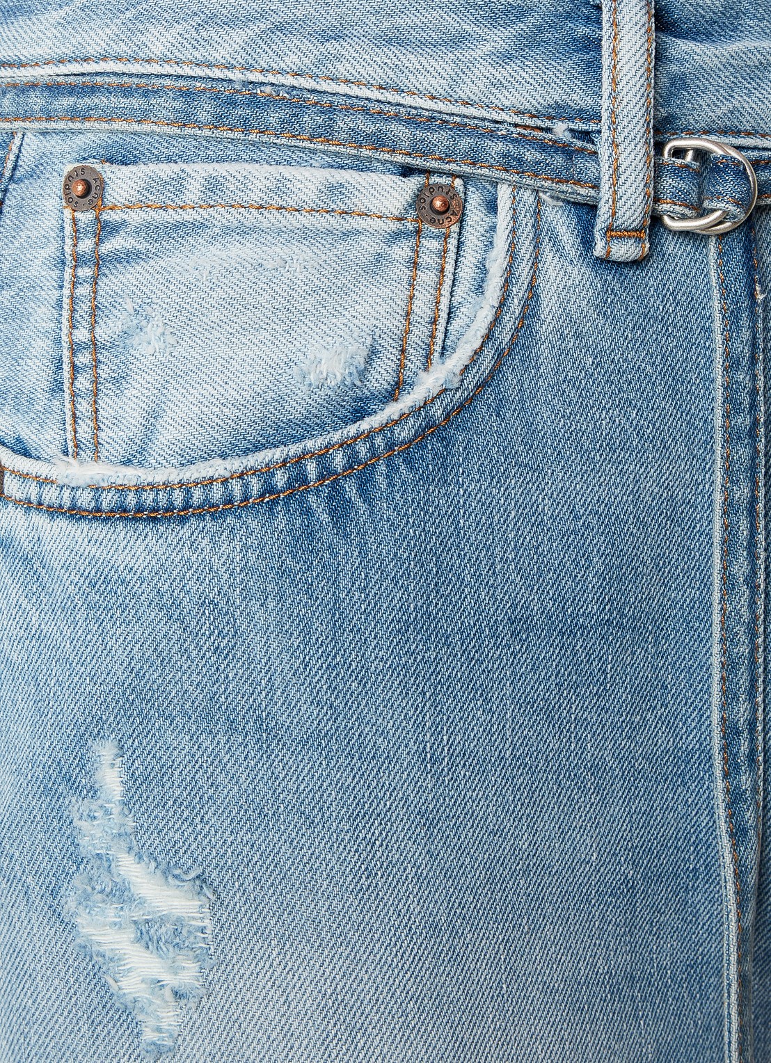 Acne Studios High waist loose fit jeans met lichte wassing en ceintuur - detail 6 indigo