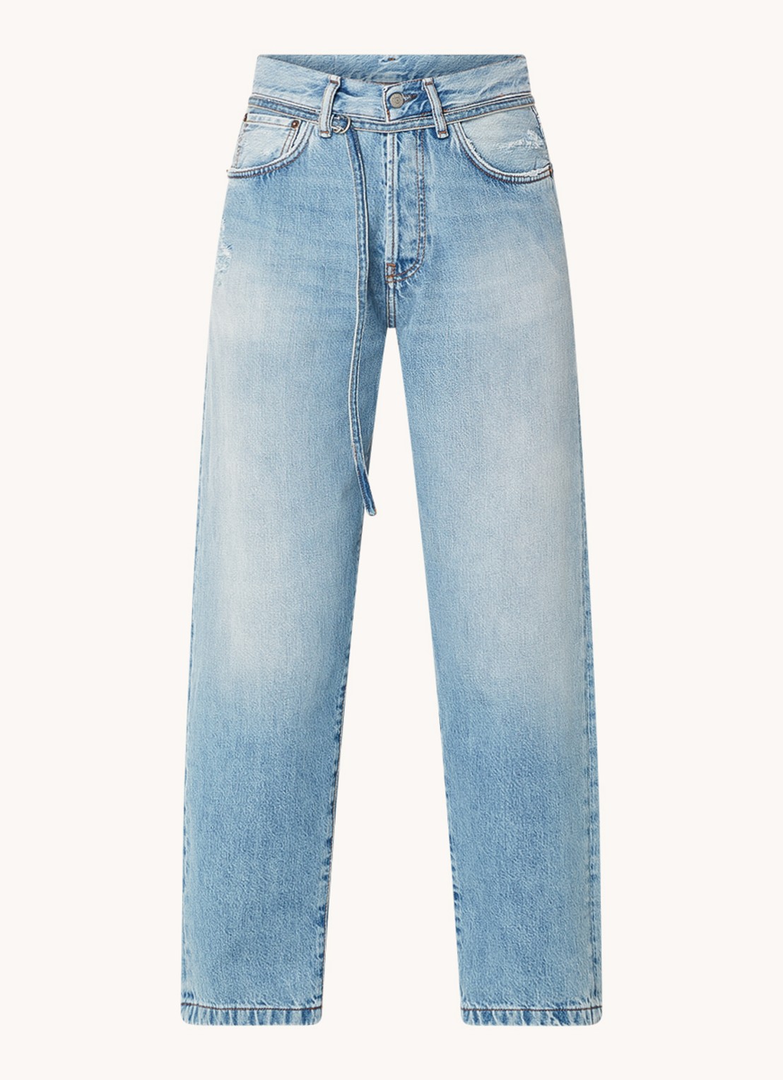 Acne Studios High waist loose fit jeans met lichte wassing en ceintuur - voorkant 2 indigo