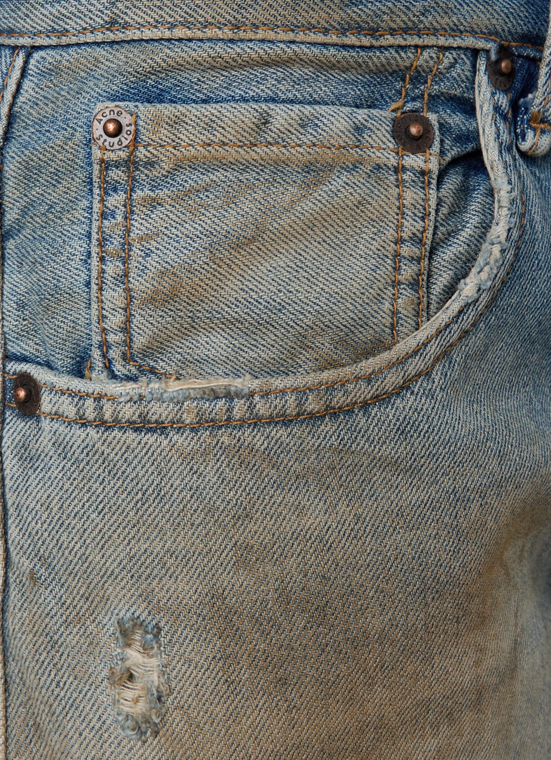Acne Studios High waist straight leg jeans met destroyed afwerking - detail 4 blauw