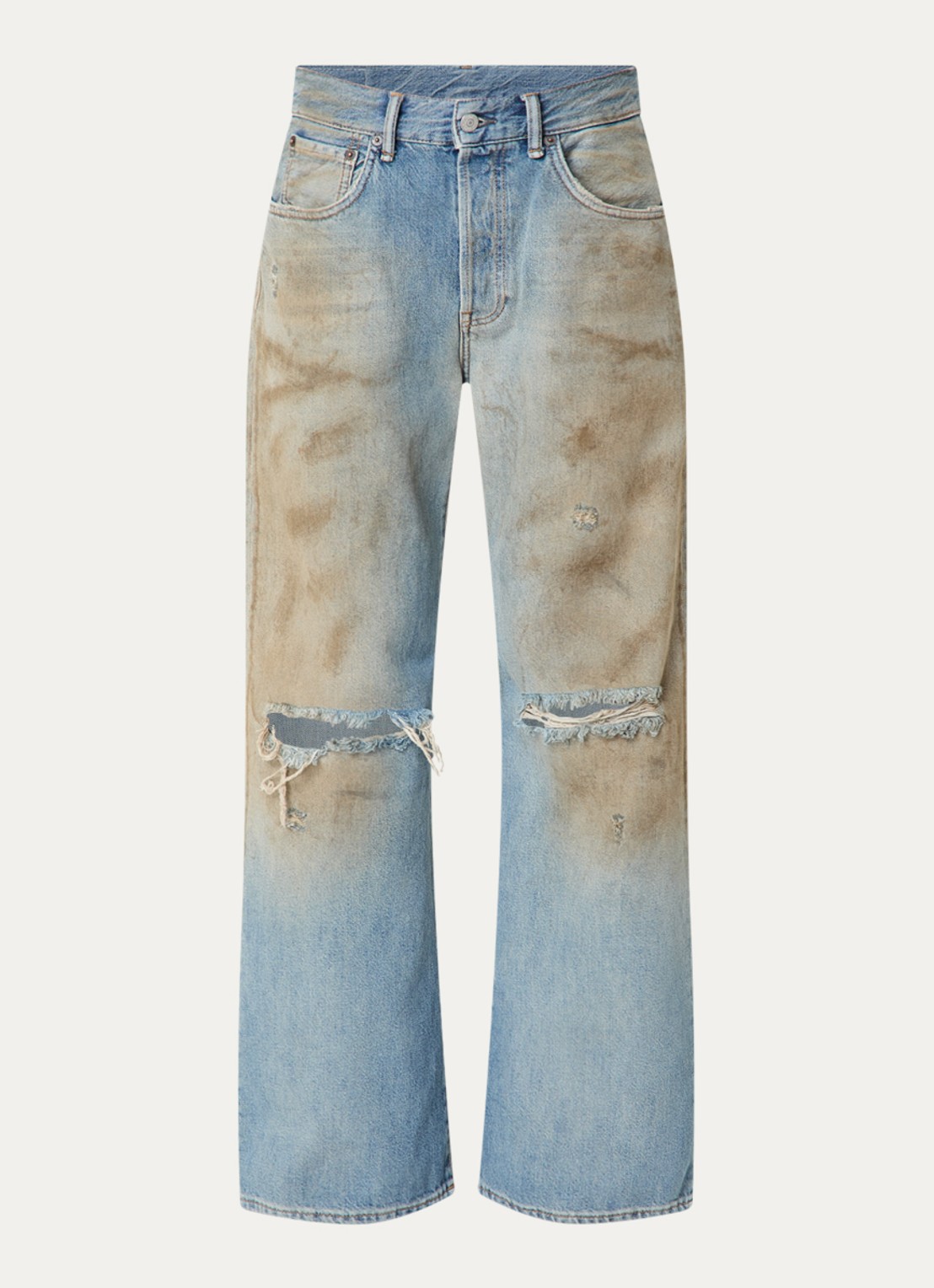 Acne Studios High waist straight leg jeans met destroyed afwerking - voorkant 5 blauw