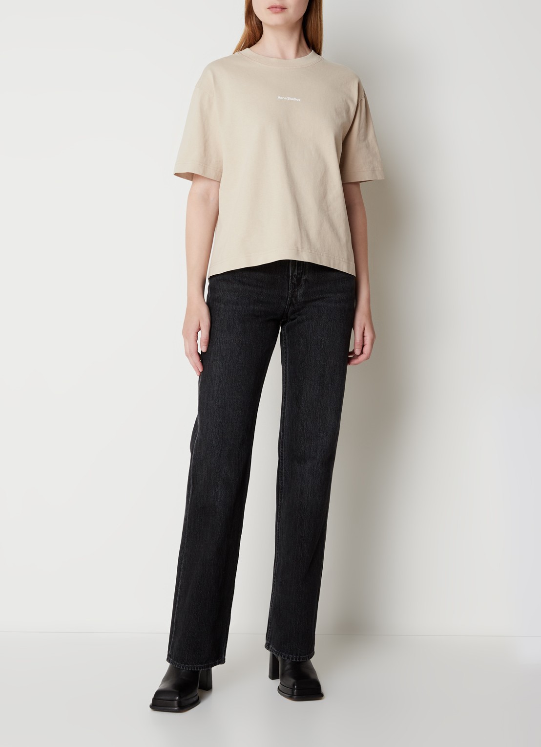 Acne Studios High waist straight leg jeans met gekleurde wassing - voorkant 2 zwart