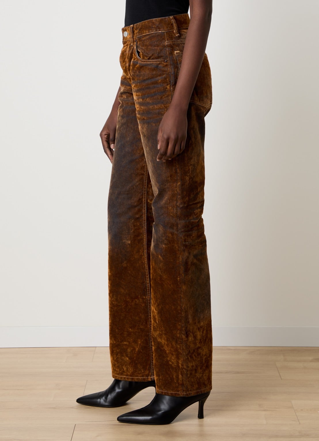 Acne Studios High waist straight leg jeans van fluweel - detail 5 bruin