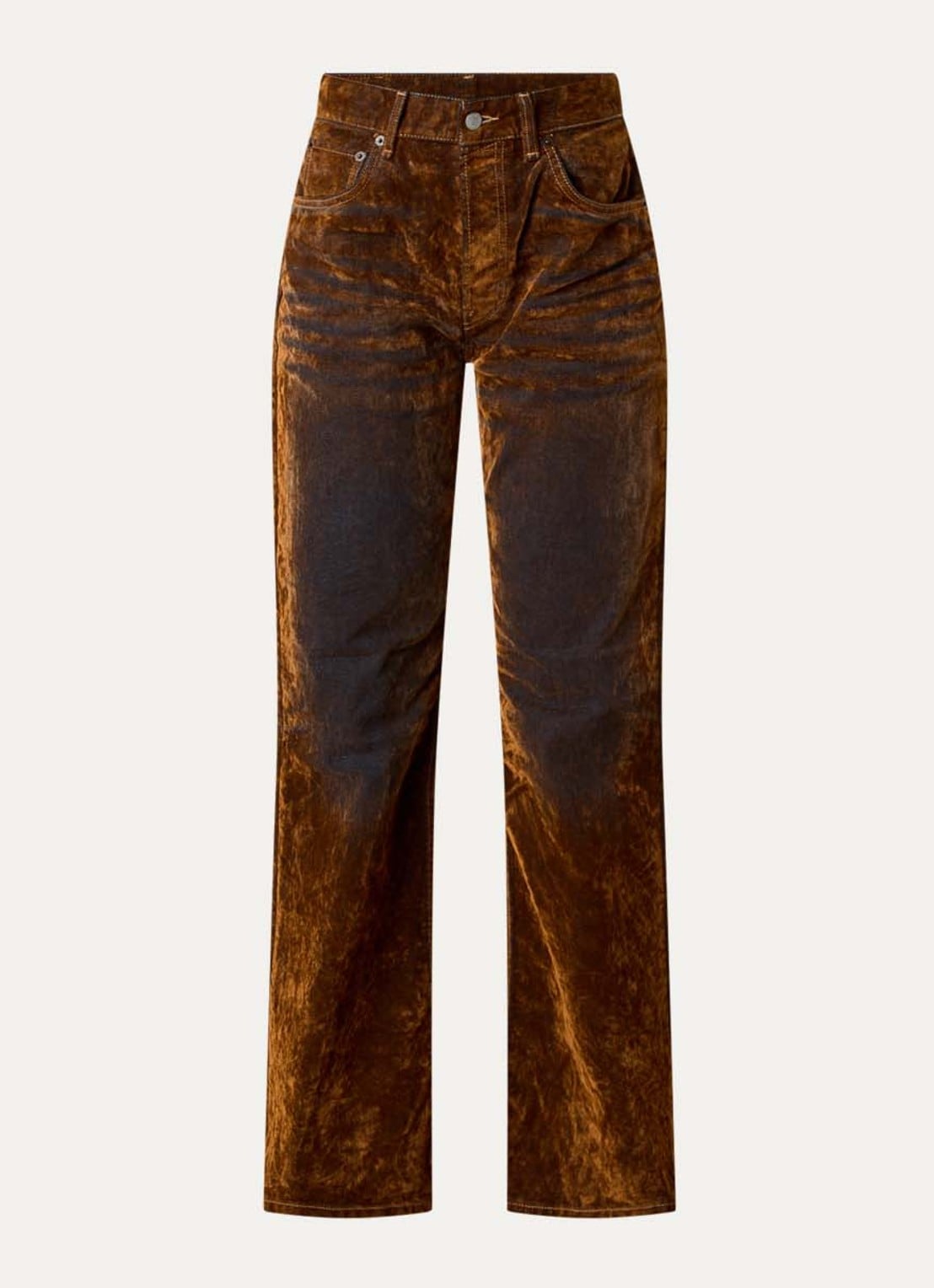 Acne Studios High waist straight leg jeans van fluweel - voorkant 2 bruin