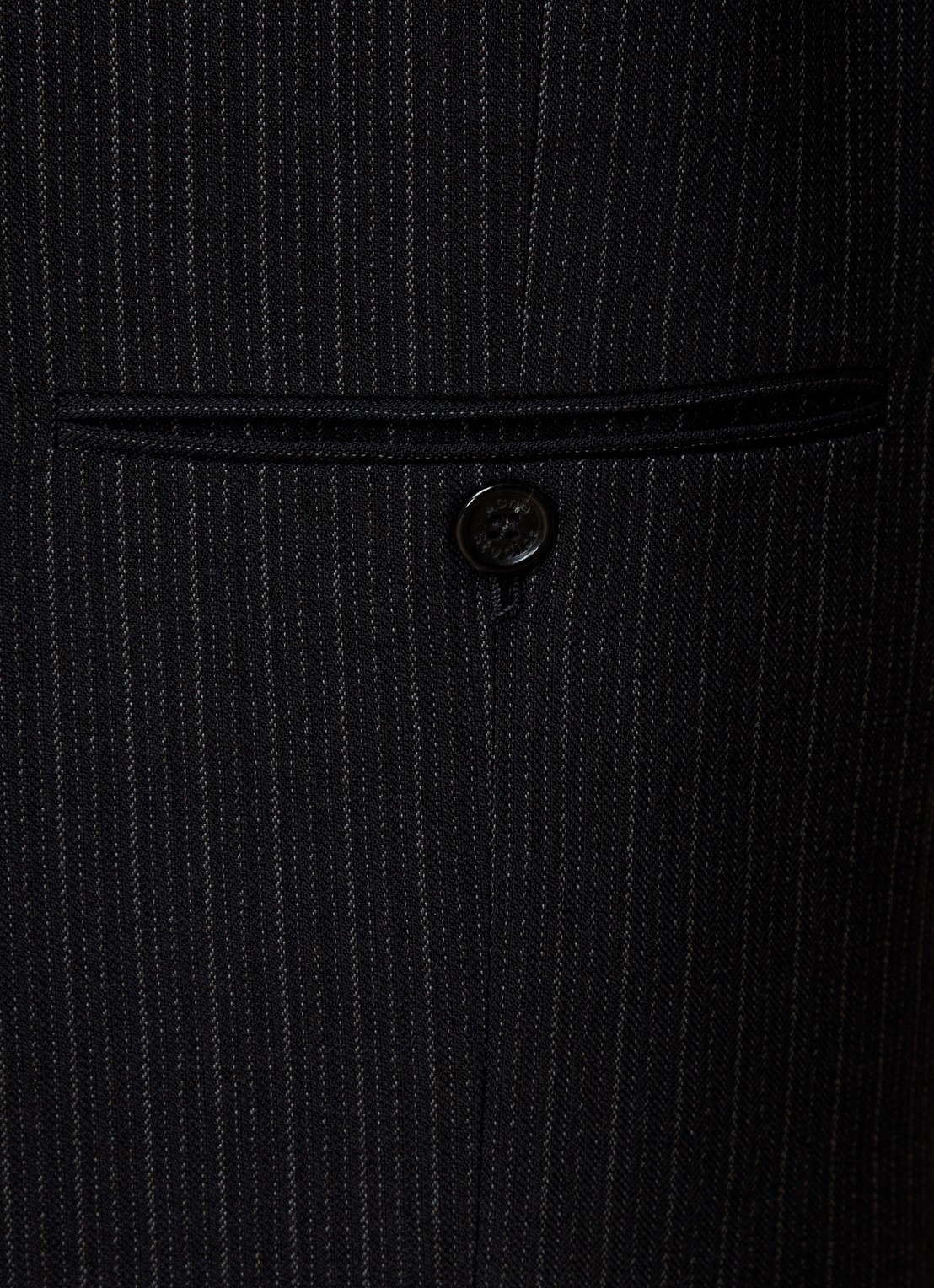 Acne Studios High waist wide fit pantalon in wolblend met krijtstreep - detail 3 zwart