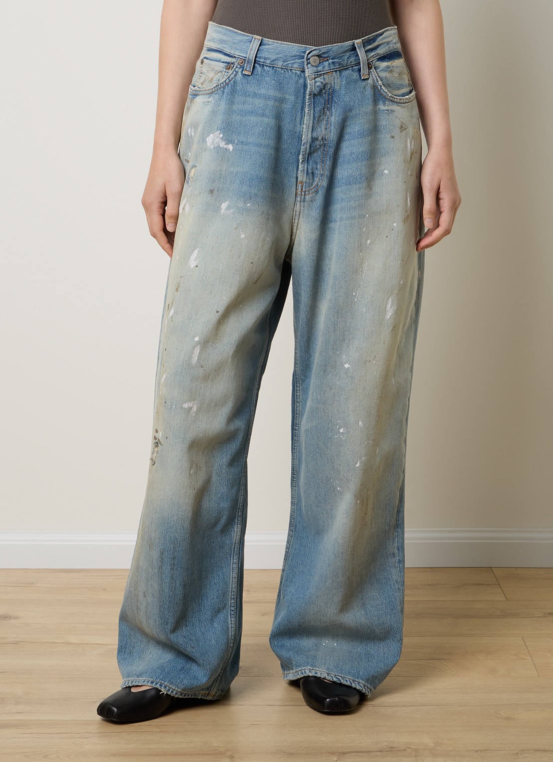 Acne Studios High waist wide leg jeans met lichte wassing - detail 3 indigo
