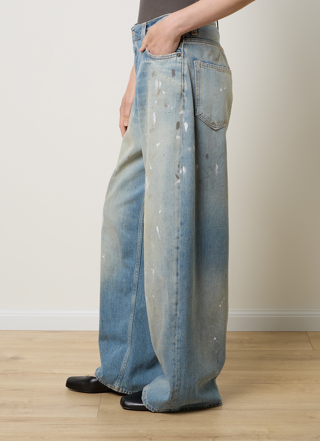 Acne Studios High waist wide leg jeans met lichte wassing - detail 4 indigo