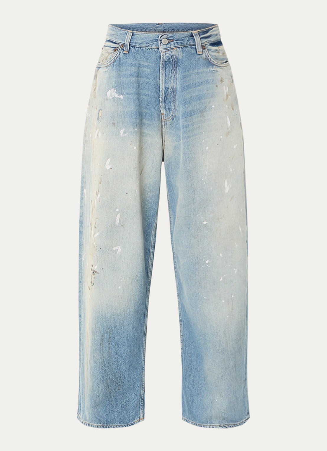 Acne Studios High waist wide leg jeans met lichte wassing - voorkant indigo