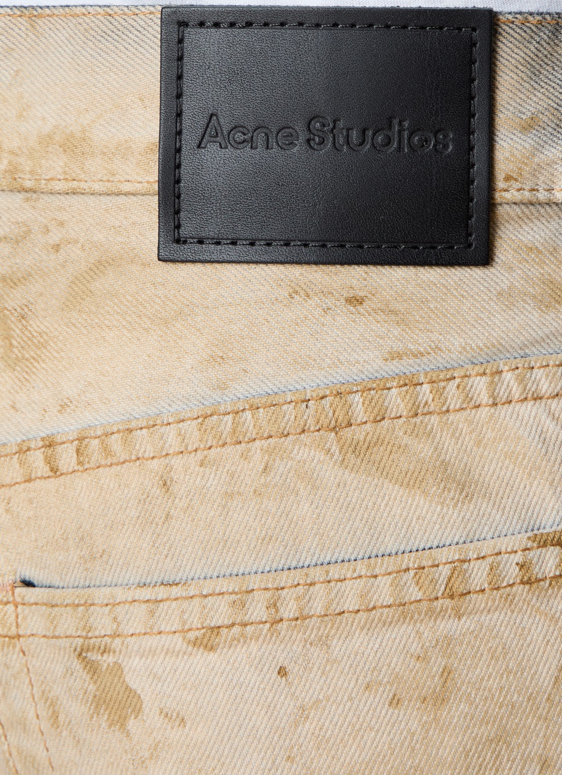 Acne Studios High waist wide leg jeans met verwassen afwerking - detail 3 beige