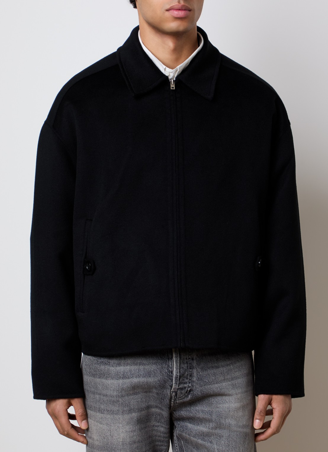 Acne Studios Jack in kasjmierblend met steekzakken - detail zwart