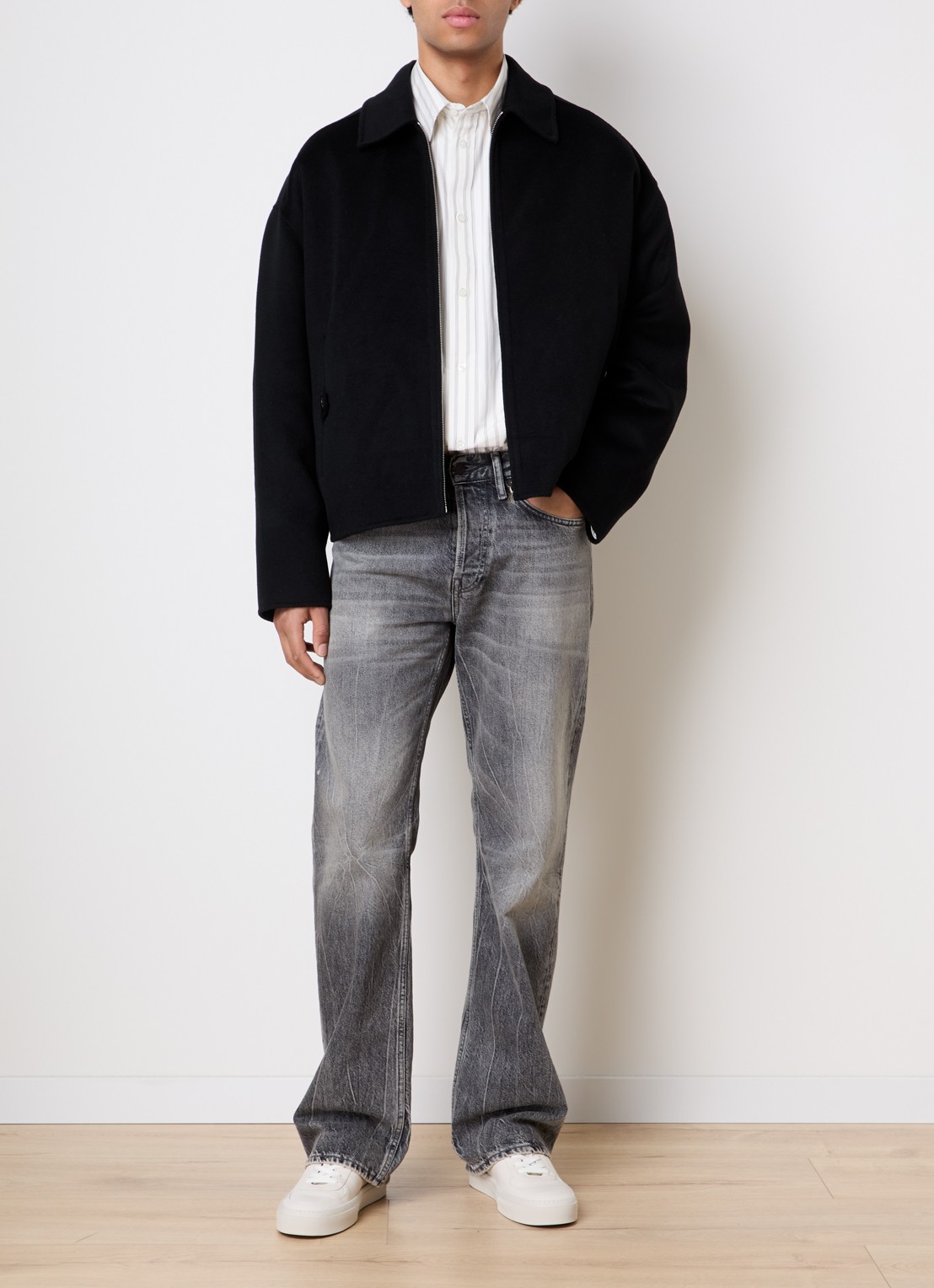 Acne Studios Jack in kasjmierblend met steekzakken - voorkant 5 zwart