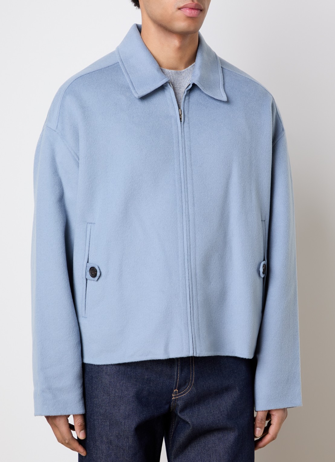 Acne Studios Jack in kasjmierblend met steekzakken - detail blauw