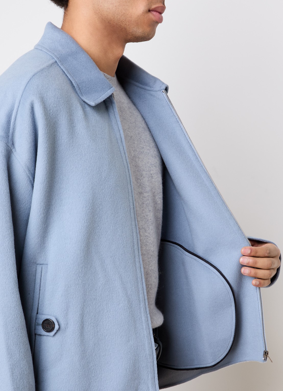 Acne Studios Jack in kasjmierblend met steekzakken - detail 2 blauw