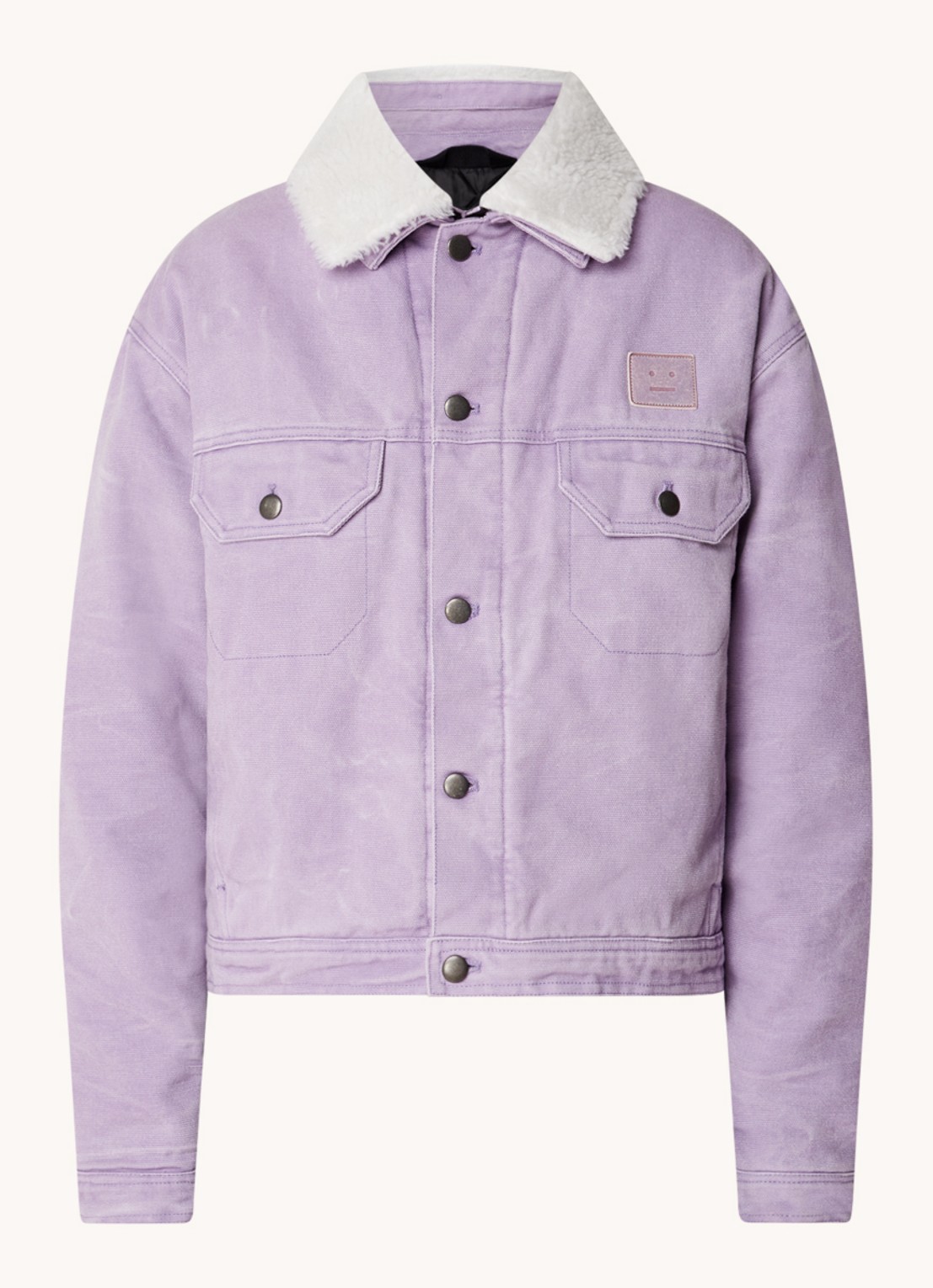 Acne Studios Jack met imitatiebontkraag en klepzakken - voorkant 2 paars