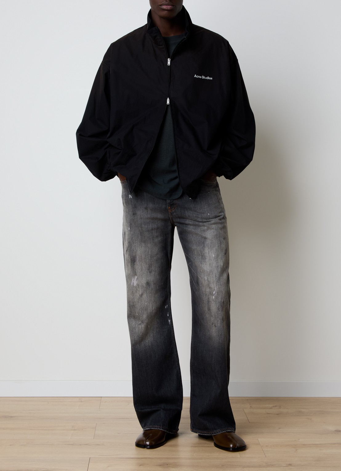 Acne Studios Jack met logo- en backprint - voorkant 3 zwart