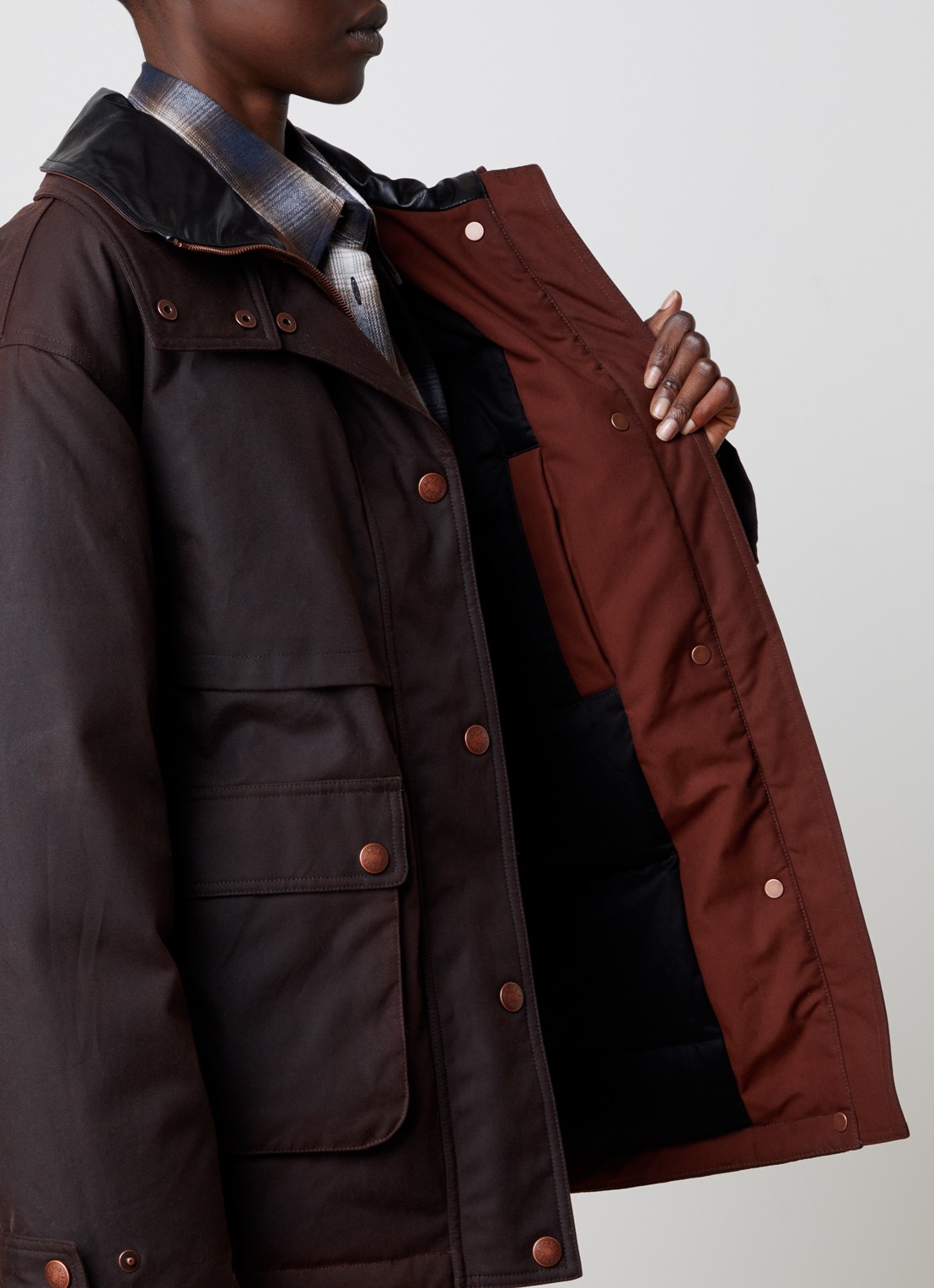 Acne Studios Jack van canvas met donsvulling - detail 2 donkerbruin