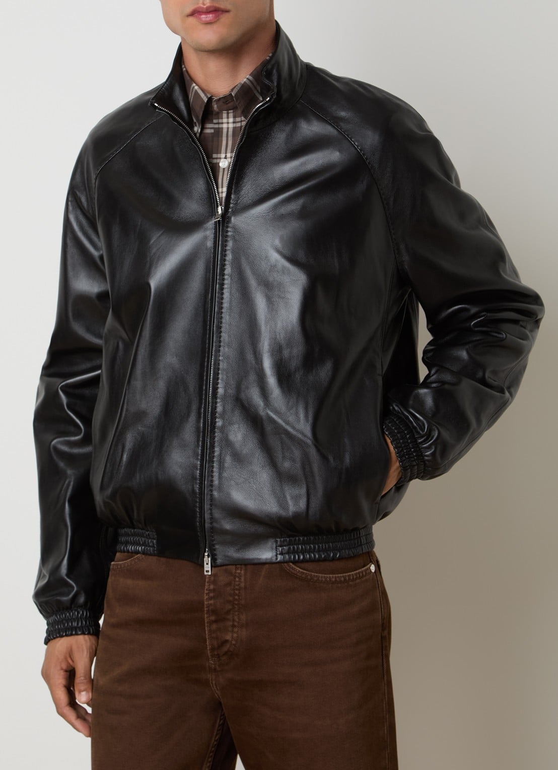 Acne Studios Jack van lamsleer met steekzakken - detail 2 zwart