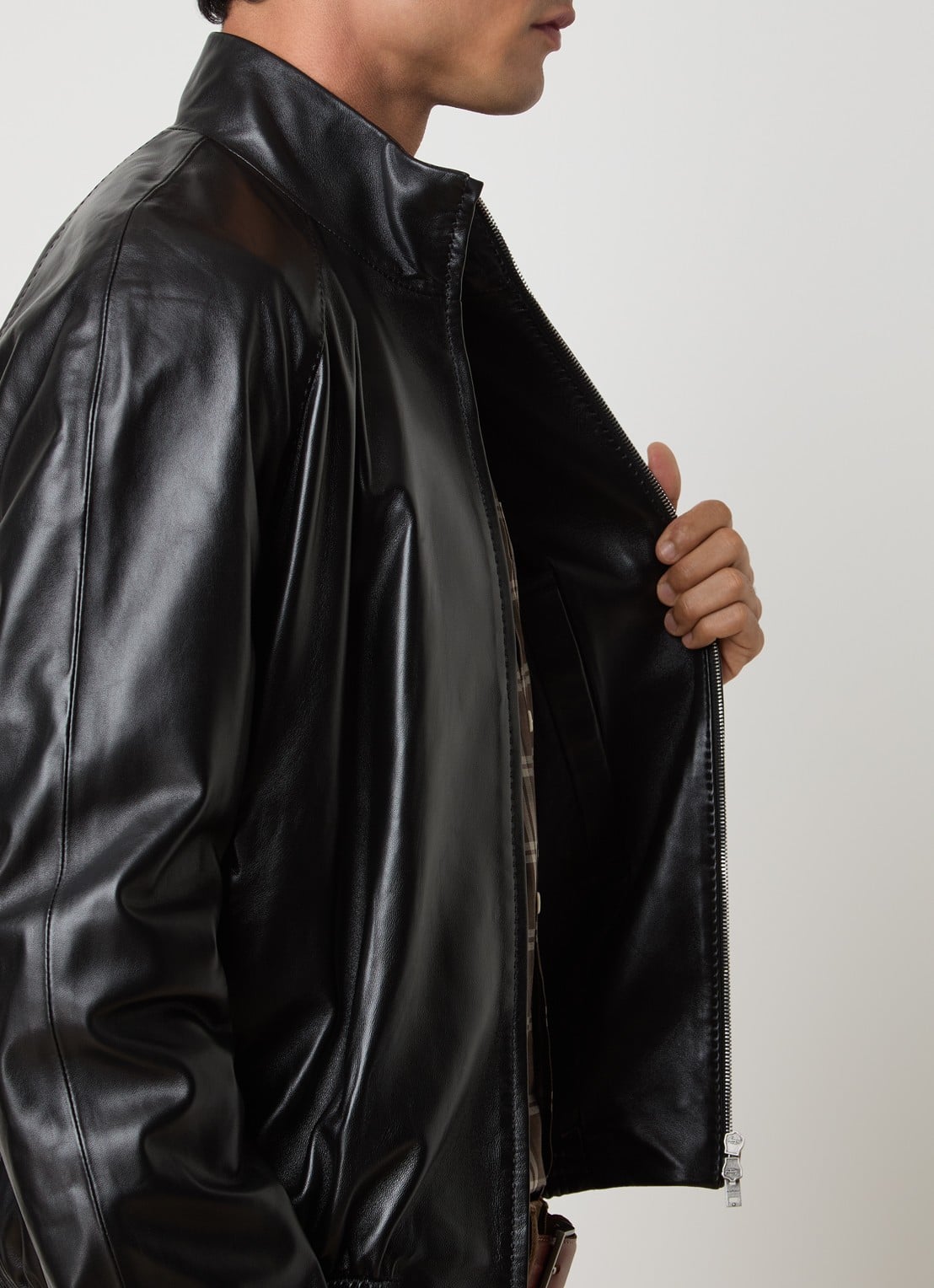 Acne Studios Jack van lamsleer met steekzakken - detail 4 zwart