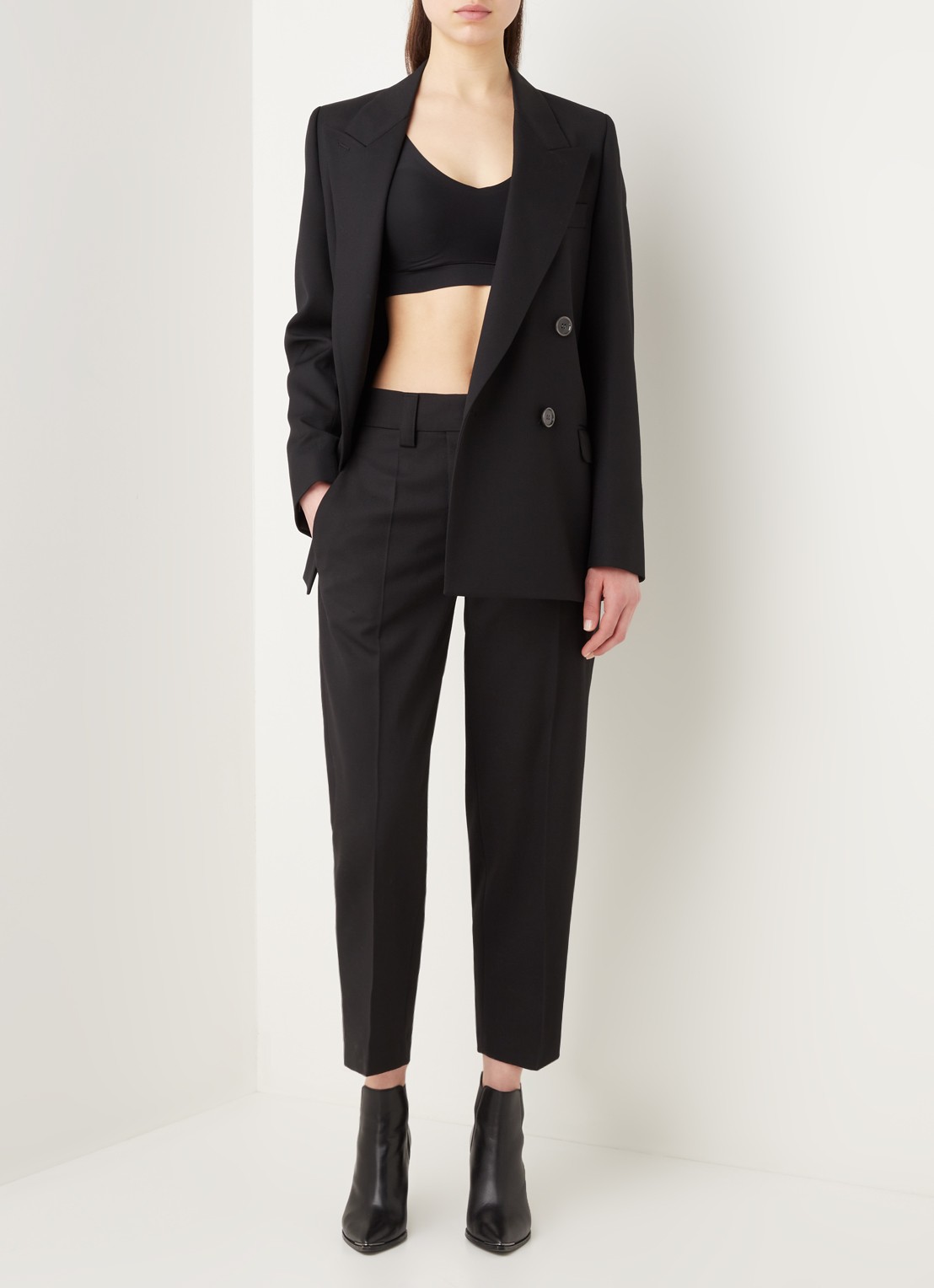 Acne Studios Janny double-breasted blazer in wolblend - voorkant 3 zwart