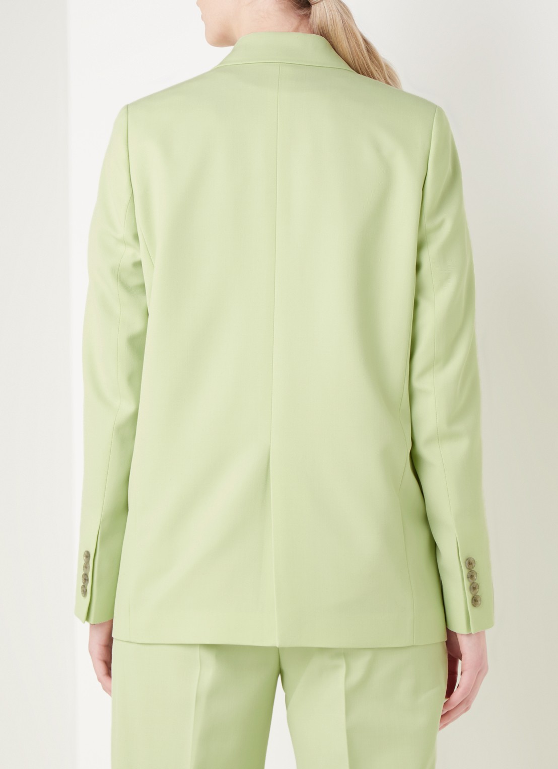 Acne Studios Janny double-breasted blazer in wolblend - achterkant lime