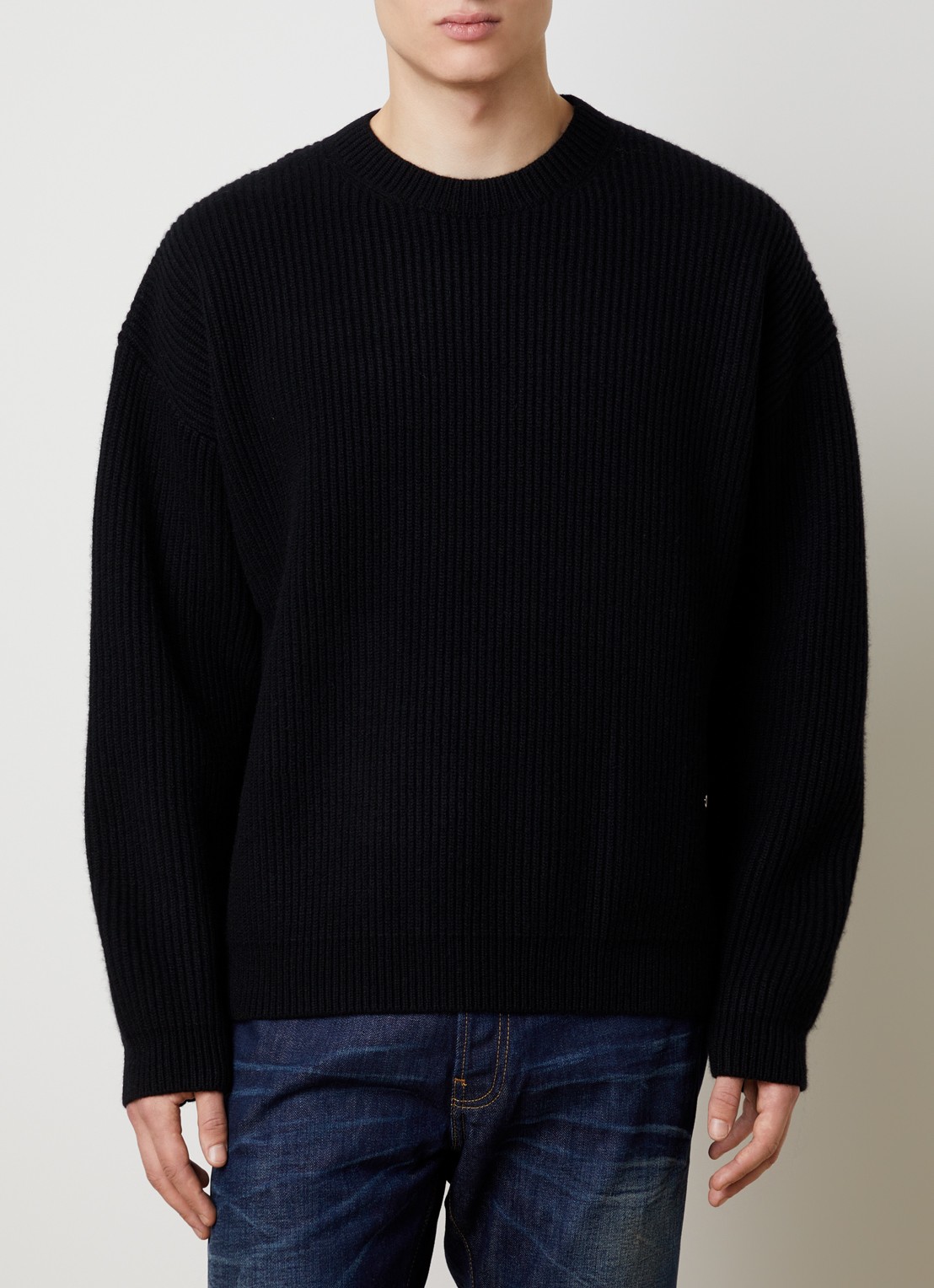 Acne Studios Kemna ribgebreide trui van kasjmier - detail zwart