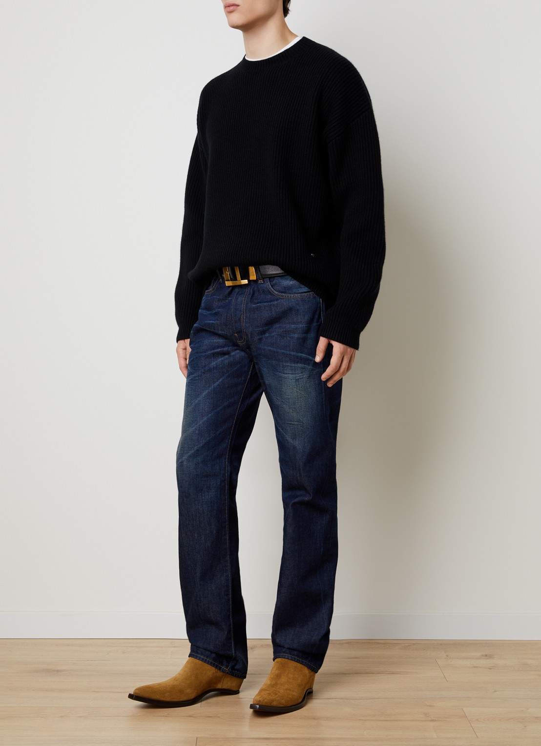 Acne Studios Kemna ribgebreide trui van kasjmier - voorkant 5 zwart