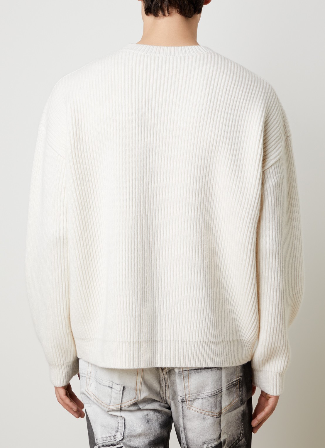 Acne Studios Kemna ribgebreide trui van kasjmier - achterkant 5 gebroken wit