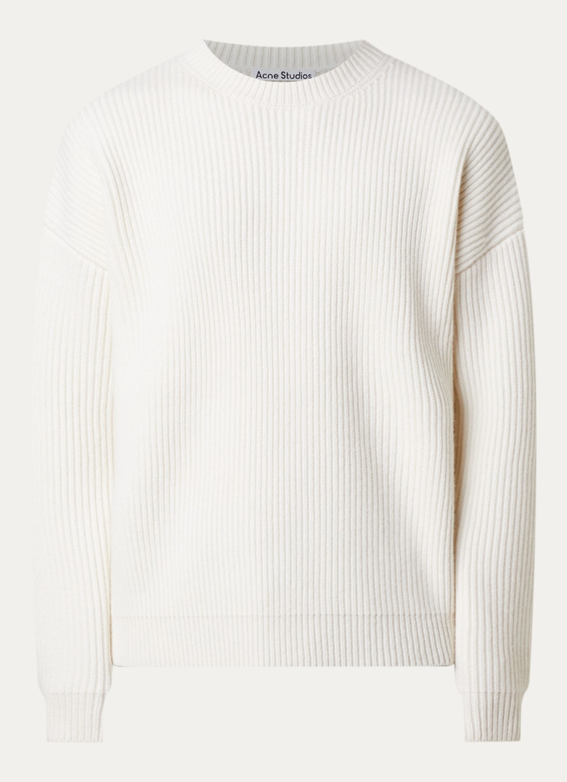 Acne Studios Kemna ribgebreide trui van kasjmier - voorkant 3 gebroken wit