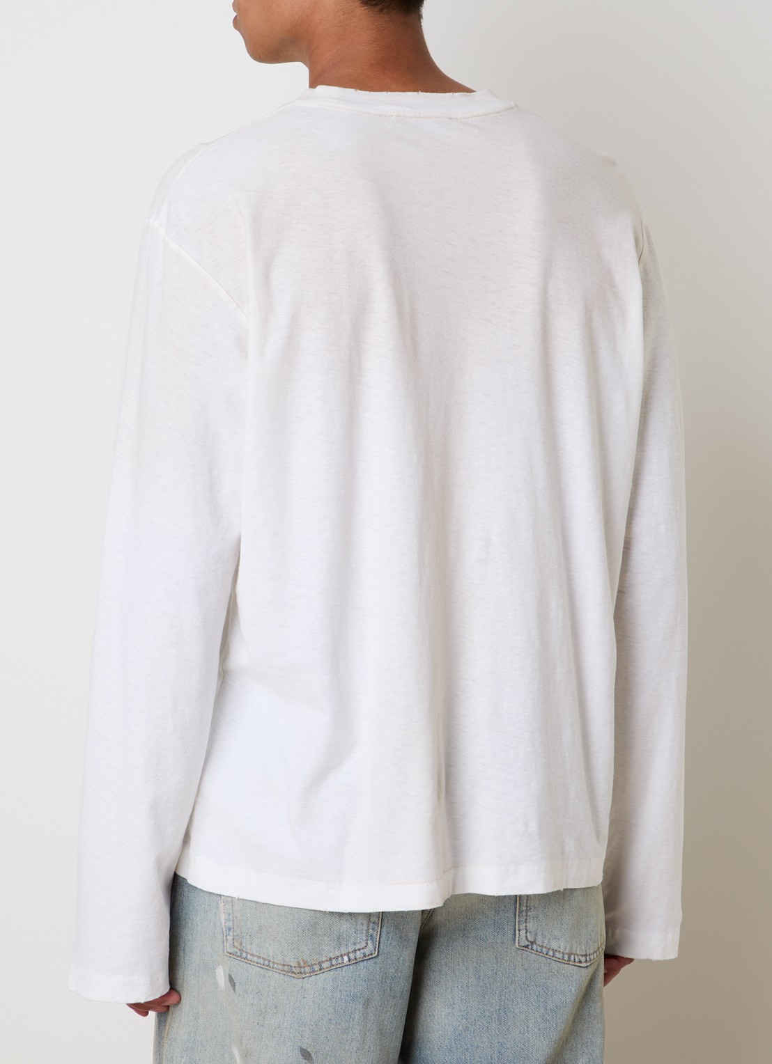 Acne Studios Longsleeve met logoprint en verwassen afwerking - achterkant 5 gebroken wit