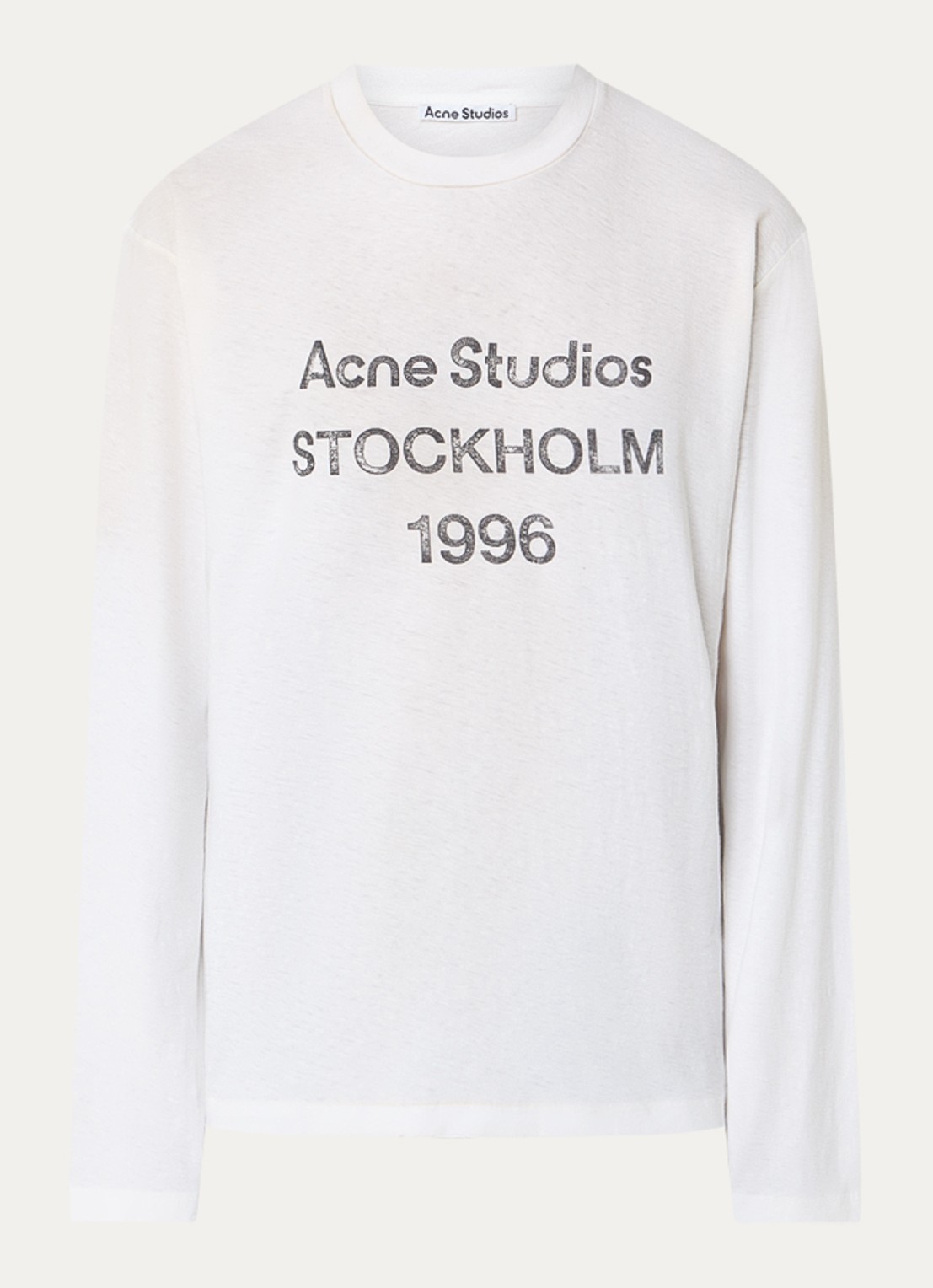 Acne Studios Longsleeve met logoprint en verwassen afwerking - voorkant 3 gebroken wit