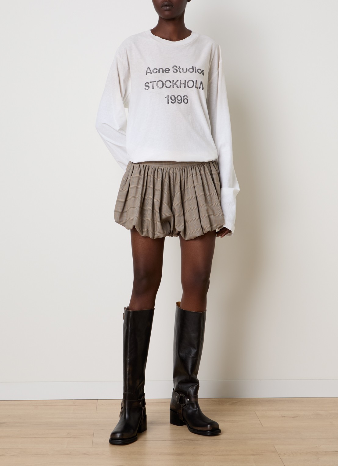 Acne Studios Longsleeve met logoprint en verwassen afwerking - voorkant 4 gebroken wit