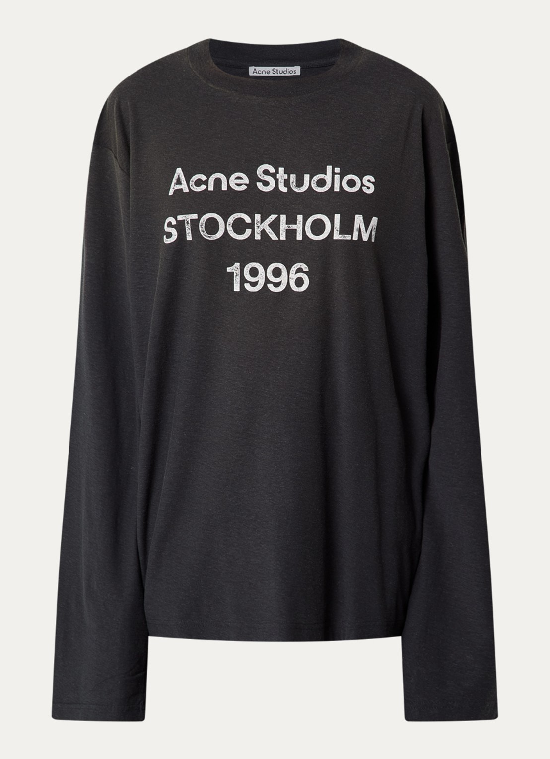 Acne Studios Longsleeve met logoprint en verwassen afwerking - voorkant 4 zwart