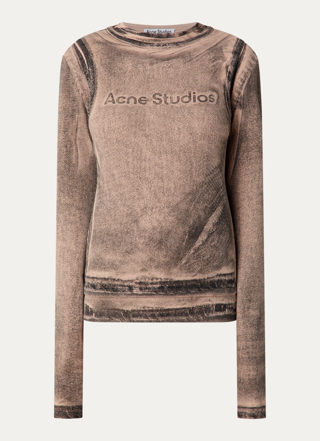 Acne Studios Longsleeve met logoprint en verwassen afwerking - voorkant 2 bruin