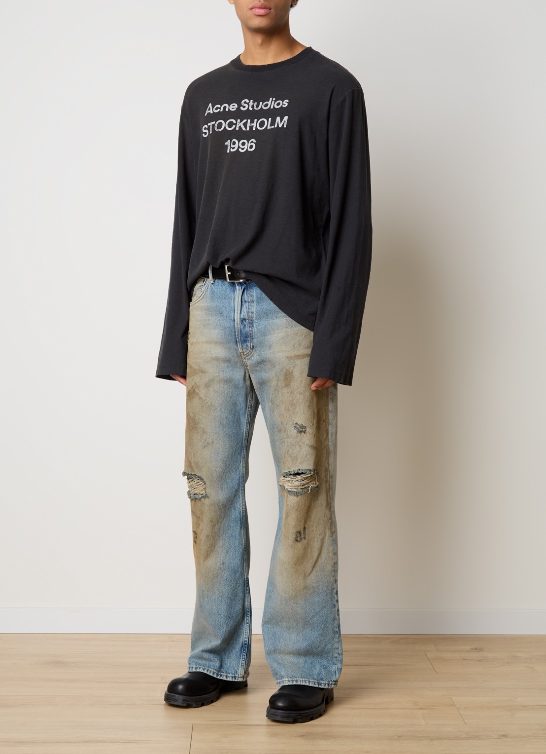 Acne Studios Longsleeve met logoprint - voorkant 2 zwart