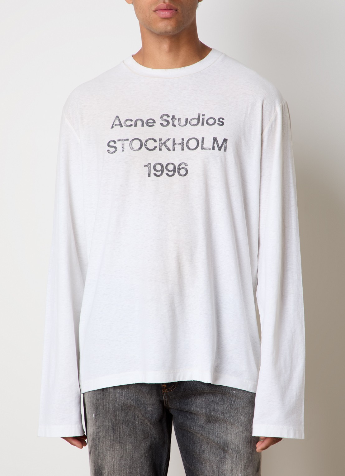 Acne Studios Longsleeve met logoprint - detail gebroken wit