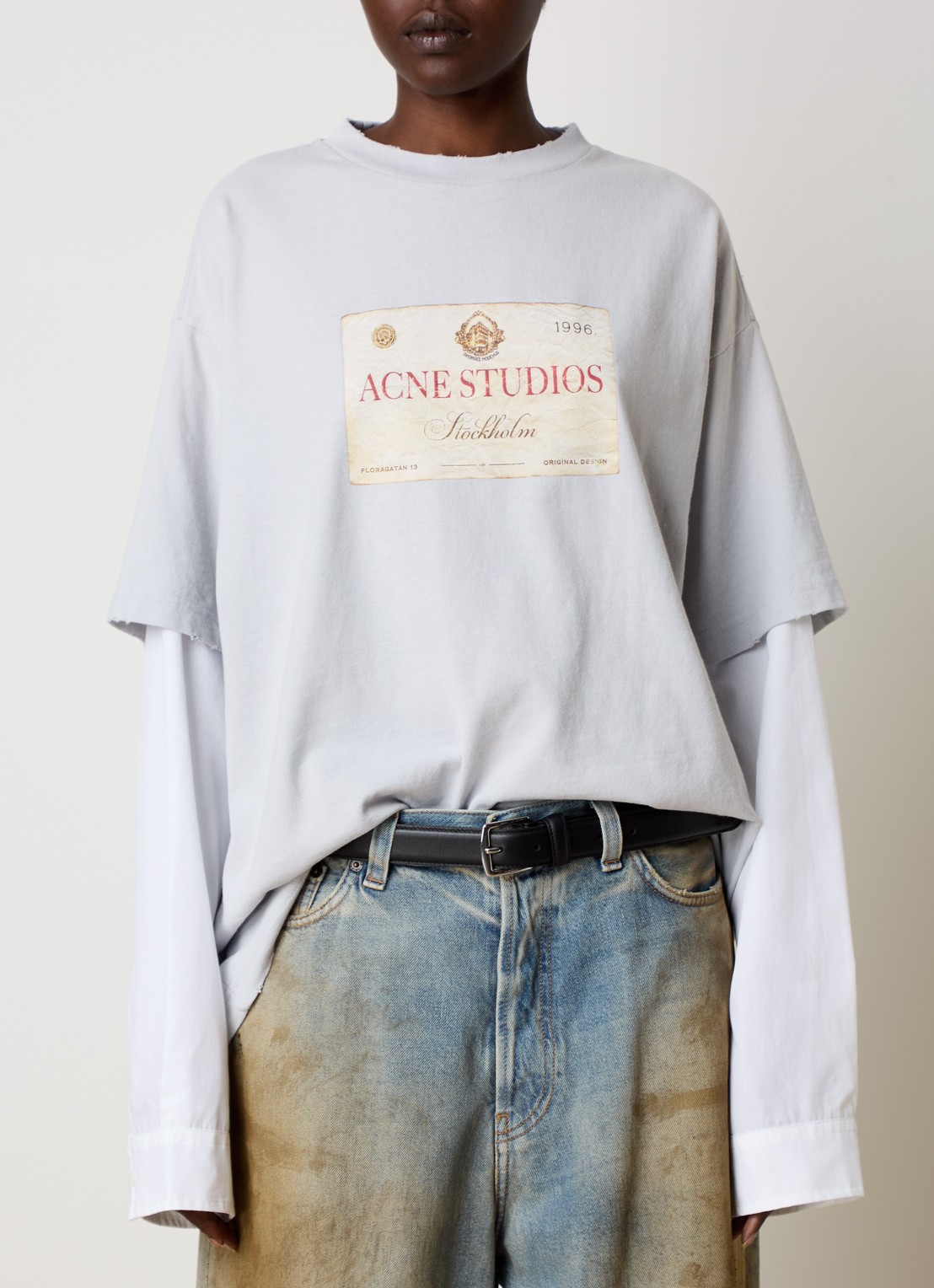 Acne Studios Longsleeve met logoprint - detail 2 lichtgrijs