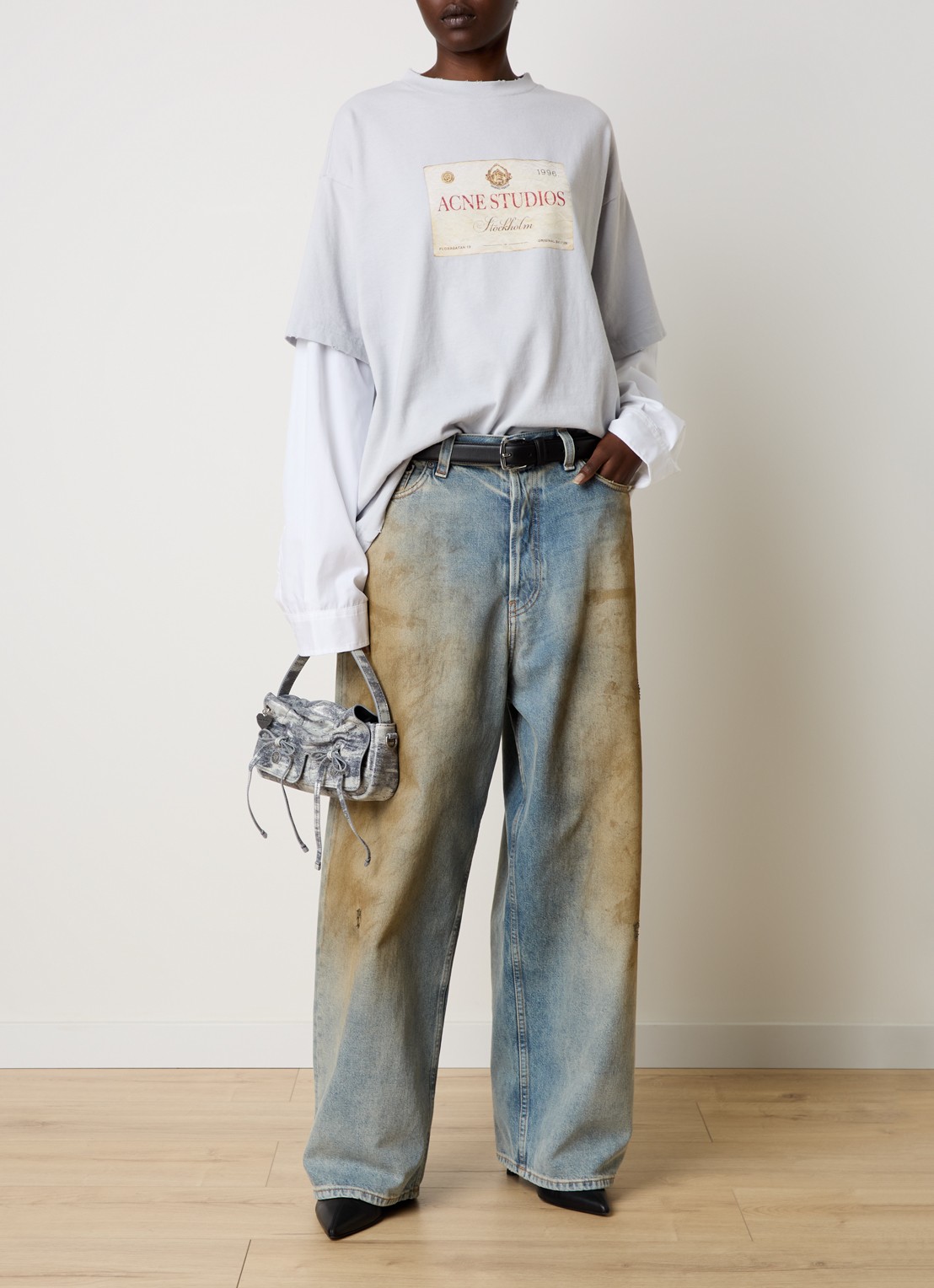Acne Studios Longsleeve met logoprint - voorkant 5 lichtgrijs