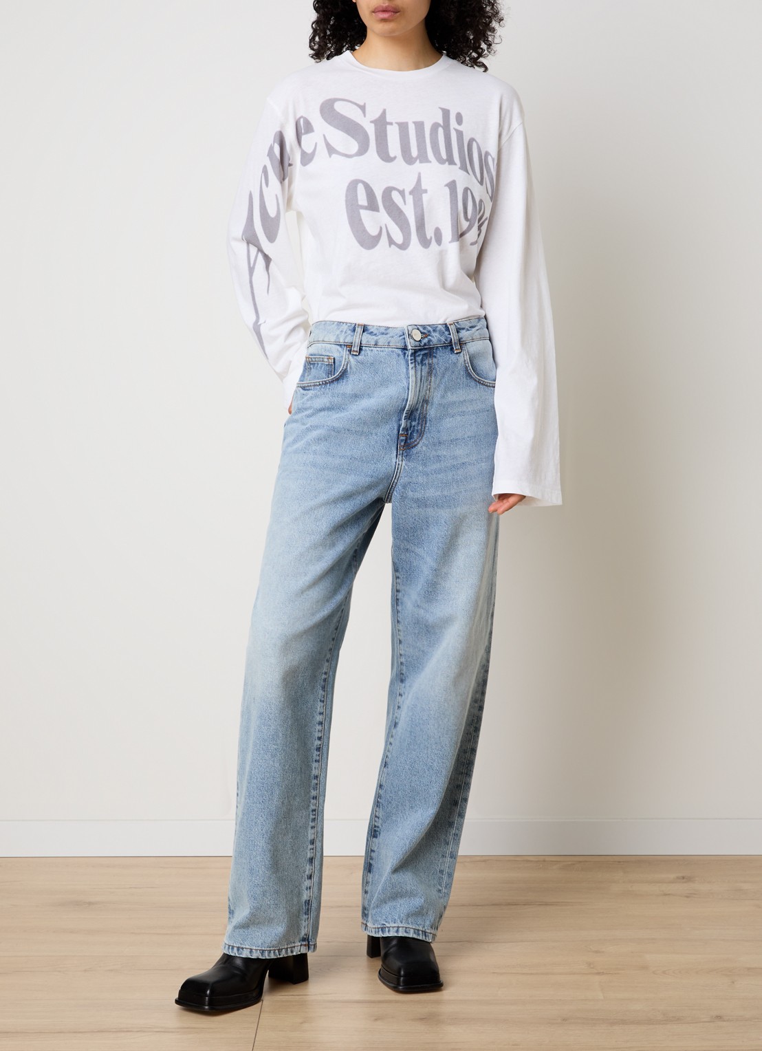 Acne Studios Longsleeve met logoprint - voorkant 4 wit