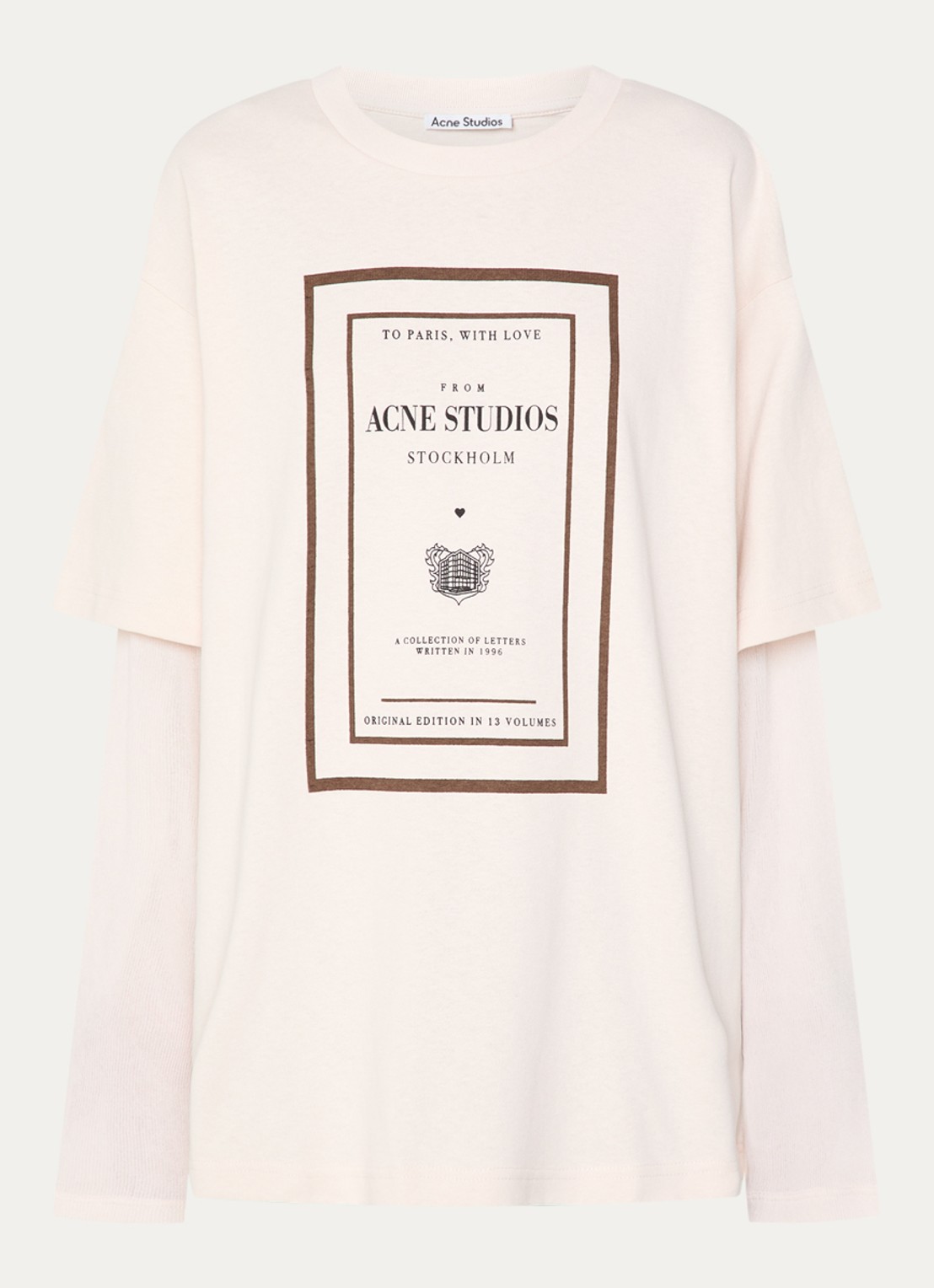 Acne Studios Longsleeve met logoprint - voorkant beige