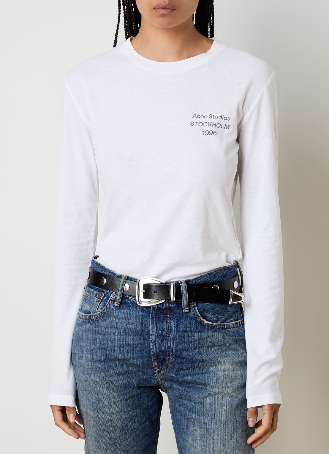Acne Studios Longsleeve met logoprint - detail 4 gebroken wit
